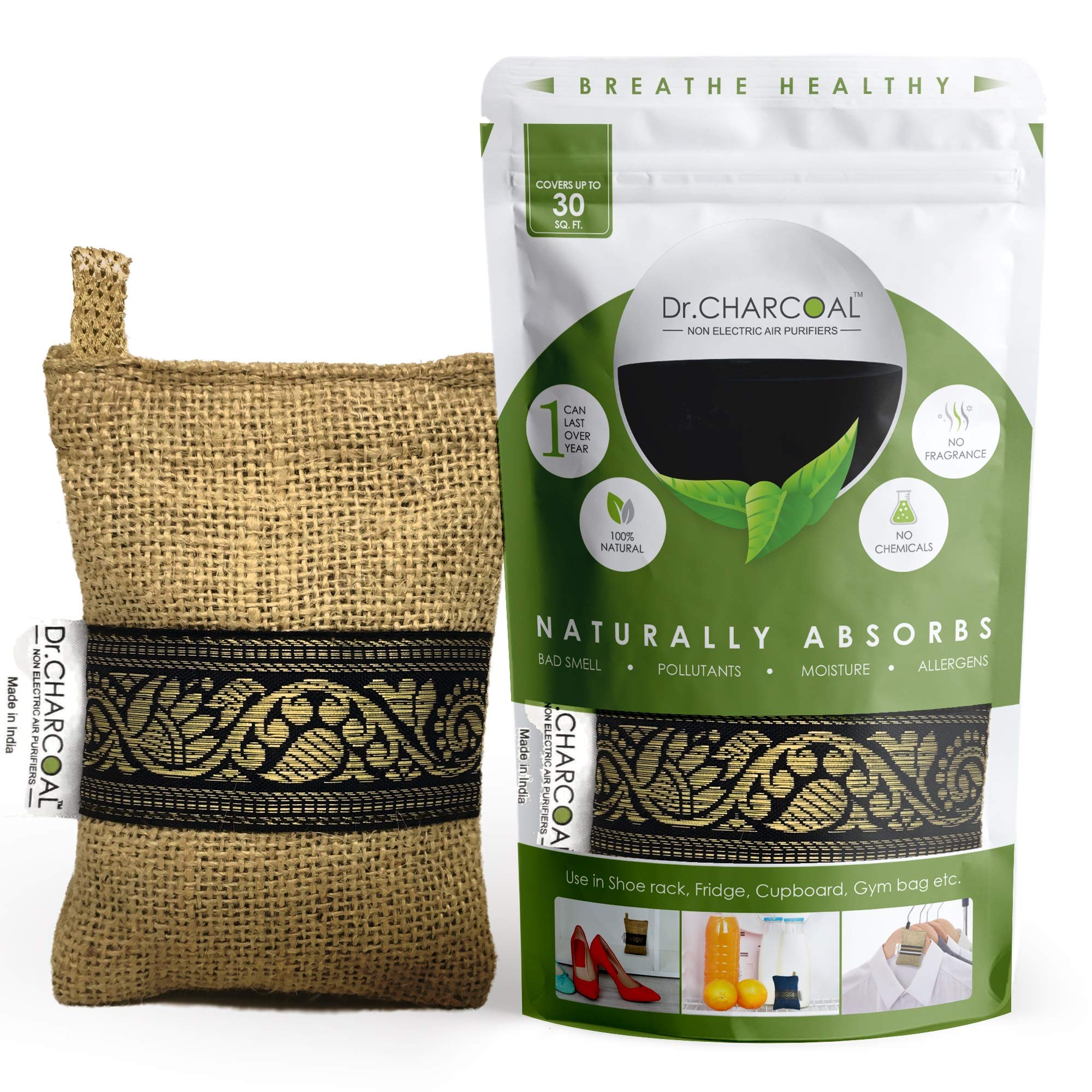 Dr. CHARCOAL Non-Electric Air Purifier (Classic Khaki) (75 grams)