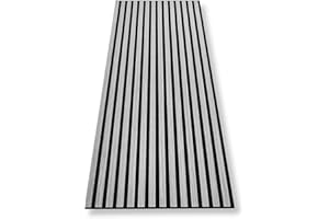 HAGEFOL® Akustikpaneele selbstklebend 240x56 cm, Farbe: Grau, Wandpaneele Holz Optik Wanddeko, 3D Lamellenwand Schallschutzplatte aus Holzfurnier auf Akustik Filz (2 Stück, 240x28cm im Paket)
