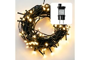‎HELLUM hellum Lichterkette außen 40 LED klassisch warmweiß, LED Lichterkette Weihnachtsbaum, innen, mit Timer, 3,9m beleuchtete Länge, Kabelfarbe grün <59 Lumen 577297