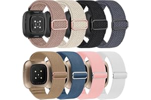 Zspoly 8 Stück Armband Kompatibel mit Fitbit Versa 4 Armband/Fitbit Versa 3/Fitbit Sense 2/Sense Sport Armband,Weiches Elastisch Ersatz Nylon Sport Ersatzband Band für Damen Herren
