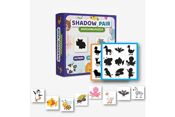 VVWV Shadow Pair Matching Puzzle Game for Toddlers 54 Pairs of Silhouette Matching Cards Montessori Learning Toy for Kids Ages 3+ Improves Hand-Eye Coordination & Memory (Fruits & Vegies)