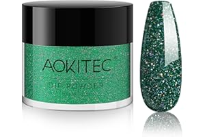‎AOKITEC Aokitec Dipping Powder 28g, Funkelndes Grün, Nagelpulver für kräftige Nailart, lang anhaltende Dip-Nägel, Acryl-Dipping-Puder für Nail Starter & Profis, trocknet schnell an der Luft