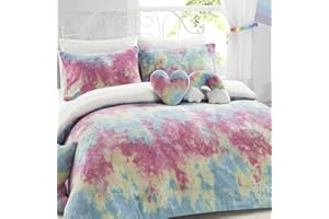 Olivia Rocco Rainbow Multi Teddy Fleece Duvet Set Super Soft Quilt Set, Single Duvet Set