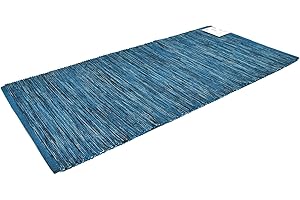 ARTE TAPPETI Bali Tappeto Cotone Lavabile Bagno Cucina Antiscivolo Lavabile in Lavatrice (50x80 cm, Blue)