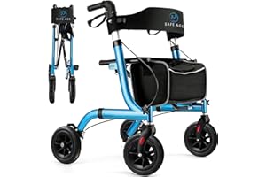 ‎SAFE AGE Safe Age Rollator faltbar und leicht mit Sitz - Gehhilfe für Senioren, Rollator für die Wohnung Indoor & Outdoor - mit Rückenlehne und Gehstockhalter
