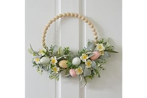 Ginger Ray Easter Wooden Bead and Spring Foliage Wreath Hanging Decoration 40cm x 40cm