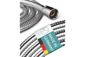 Engelbach® Tubo Doccia Flessibile 1,6m – Doppia Protezione Antitorsione – Acciaio Inox, Attacco Universale ½" – Flessibile, Resistente, Made in Germany
