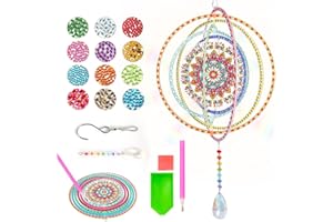 YASHUO Cadeau Bricolage Fille Carillon à Vent Décoration Jardin 3D Suspendre Peinture Diamant Attrape Soleil,6 8 10 ans Jouet Fille | Cadeau Fille 9 11 12 ans Kits Bricolage Enfants 7-11 ans - Idées Cadeaux