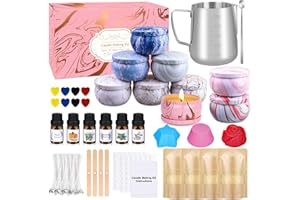 YUEONEWIN Kerzen Selber Machen Set, Kerzenherstellung Kit für Erwachsene und Kinder, DIY Duftkerze Geschenke Set mit Sojawachs, ätherisches Öl, DIY Zubehör Set, DIY Sojawachs Kerzen Kit für Kerzenanfänger