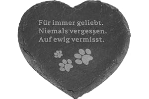 dio only for you Slate Heart Paw 12 x 12 cm, Mourning Heart, Memorial Stone for Pets with Engraving, Memorial Stone for Dogs and Cats