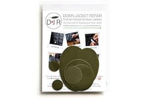 DJR Self‑Adhesive Ripstop Nylon Repair Patch Kit – 30‑Second Fix for Tents, Jackets, Sleeping Bags, Backpacks & Beach Gear – Festival, Camping & Vanlife Essential – 7 Pre‑Cut Patches (Olive Green)