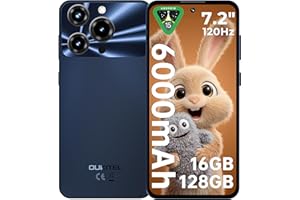 OUKITEL C69 Mobile Phones - Android 15 Smartphone, 7.2" HD+ Large Display, 64MP Camera, 6000mAh Battery Phones, 16GB+128GB/1TB, 4G Dual SIM Free Mobile Phone, Fingerprint/Face ID/GPS/BT5.0, Black