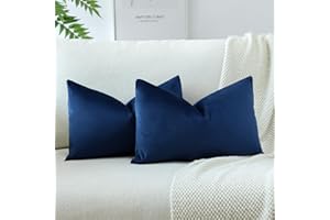 JOTOM Lot de 2 Housses de Coussins en Velours Décoratif Canapé Taie d'oreiller Doux Decoration pour Maison Salon Chambre Canapé Décoration 30x50cm (Bleu Foncé)