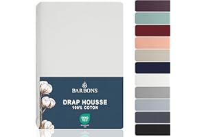 Barbons Drap Housse 120x190 cm / 120x200 cm, 100% Coton Draps Housses Certifié Oeko-TEX Premium Drap-Housse en Jersey pour Matelas Bonnet jusqu'à 25 cm - Blanc 120 x 190/200 cm