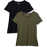 Amazon Essentials Damen T-Shirt Regular Fit mit kurzen  rmeln und V-Ausschnitt Multi-Packs