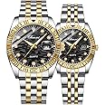 MASTOP Swiss Brand Two Tone Watch Men Women Gold Silver Stainless Steel Waterproof Couple Watches