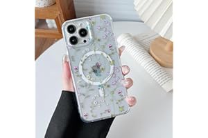 RALEAVO Magnetyczne etui na iPhone'a 13 Pro (6,1 cala), kompatybilne z Magsafe, urocze kwiaty, dziewczyny i kobiety, przezroczyste, silikonowe, odporne na wstrząsy, etui ochronne z kwiatowym wzorem,
