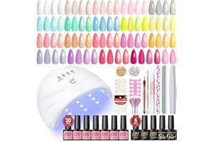 PEACECOLOR 20 Colores Kit Esmaltes de Uñas en Gel Semipermanentes, Kit Uñas Semipermanentes Base y Capa Superior con UV Lámpara, Manicura para Uñas Blanco Rosa Azul DIY en Casa