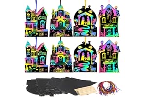 MONCAP 24pz Scratch Art Bambini Natale Set Grattare Artistico per Bambini Arcobaleno Scratch Painting Paper Artigianato Natalizio per Bambini Creativa Natale Fai Da Te Attività per Bambini Regalo DIY