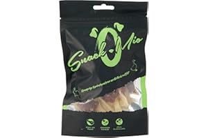 SNACKOMIO Snack de Calidad para Perros - crujientes Orejas de Conejo con Filete de pechuga de Pato, sin Cereales, 1 envase (1 x 70 g)
