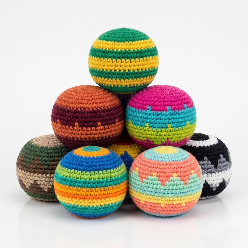 El Yapımı%100 Pamuk Hacky Sack - Ayak Topu - Stres Giderici Eğlence Topu - Dayanıklı ve Hafif