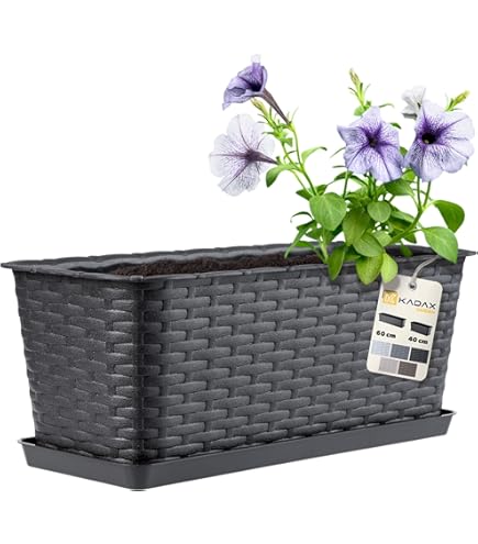IMJ-Global Urbi Case T Lot de 5 pots de fleurs rectangulaires en plastique, 58 x 18 x 49,8 cm