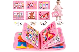 SPLAKS Busy Board, 20 in 1 Toddlers Toys Sensory Toys Montessori Toys Activity Board for Learning Fine Motor Skills Preschool Educational Learning Toys (Unicorn&Mermaid)