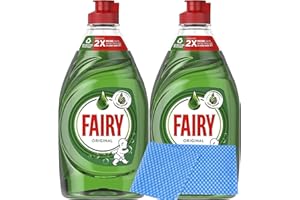BUUT B Fairy Original Washing Up Liquid Pack of 2 x 320 ml Dishes Grease Cleaner Dishwashing Bundle Housold 320ml Fairy (Apple)
