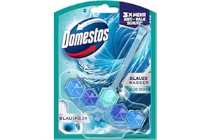 ‎DOMESTOS Domestos Power 5+ Aktiv Blauspüler Blue Ocean WC Reiniger mit Anti-Kalk Schutz für effektive WC Reinigung 48 g 7 Stück