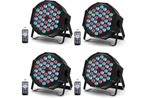 PROPULSION LIFE Luce LED per palcoscenico, 36 LED RGB Par DMX512, con telecomando, luce per feste, auto/suono/master/slave, luce da discoteca per Halloween, stage, DJ, feste, matrimoni, concerti (4 pezzi)