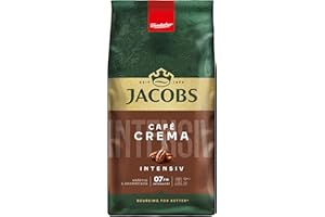 ‎JACOBS Jacobs Kaffeebohnen Café Crema Intense, intensiv mit Kakao- & Nussnote, geröstet in Bremen, Intensität 7/10, Kaffee ganze Bohnen, 1 kg