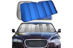 LEIVESTE-Parasole Auto Parabrezza, Parasole Per Auto Interno Pieghevole Con Elastici e Ventose, Coprisole Auto Contro i Raggi UV, Parasole Parabrezza,Parasole per Macchina (Blu)