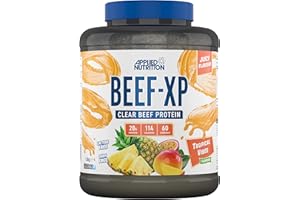 Applied Nutrition Beef XP - Clear Hydrolysed Beef Protein Isolate, Fruit Juice Style, Dairy Free Beef Protein Powder, Lactose Free, Zero Sugar, Low Fat, 1.8kg - 60 Servings (Tropical Vibes)