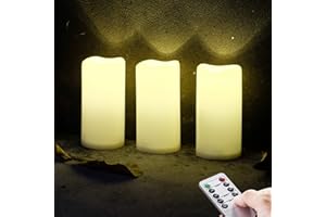 NONNO&ZGF 3 Outdoor Stück LED im Freien Wasserdichte Kerzen, Batteriebetriebene Plastikkerze mit Fernbedienung/Timer-Funktion (Warmweißes Licht) - 7,5cm X 15cm
