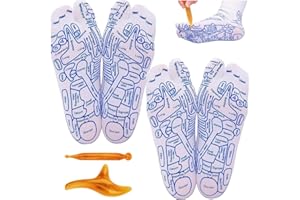 Yimomoyi 2 Par Calcetines Reflexologia Podal, Reflexology Socks con Herramienta de Masaje, Calcetines de Punto de Presión, Fußreflexzonen Socken,Calcetines de Masaje de Pies (Mujer)