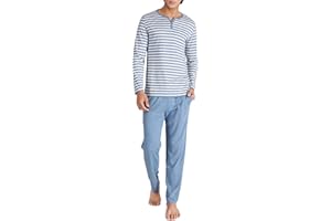 DAVID ARCHY Men's Pyjamas Sets, Cotton Men's Loungewear Set, Breathable and Comfortable Comfortable Sleepwear Pjs Set