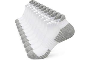 OUHOS Womens Ladies White Black Thick Trainer Running Sports Ankle Warm Socks Anti Blister Walking Work Support Cotton Socks for Womens 4-7 Multipack Short Cushioned Athletic Socks 5 Pairs