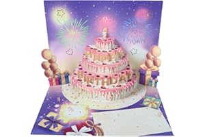 FANCYCONIC Carte Anniversaire 3D Pop Up - Lumineuse et Sonore – Femme, Homme, Fille, Garçon – Collègue, Amie, Ami – Papier Cartonné Premium 350g/m² – Impression Haute Qualité – Norme CE – Enveloppe Incluse
