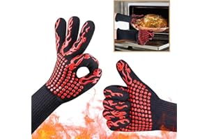 WEISI Guanti da Forno, Guanti da Barbecue Resistenza al Calore Fino a 800°C, Accessori BBQ Ingnifughi per Griglia, Camino, Cottura al Forno, Cucina (1 Paio)