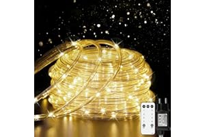 ‎KIMUWOTE Kimuwote LED Lichterschlauch 20M 200LED Lichterkette Außen Stecker mit Fernbedienung und Time 8 Modi Warmweiß Dimmbar LED Schlauch Lichtschlauch für Garden,Party,Weihnachten Deko