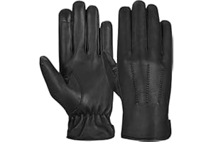 Hand Fellow Guanti da uomo in pelle nera foderati in pile touch screen guanti da motociclista invernali caldi guanti in pelle per esterni