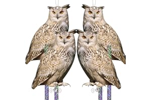 HOMO TRENDS Effaroucheur Oiseaux, Anti Pigeon Extérieur Repulsif Pigeon, Corbeau Anti-Pigeon, Effaroucheur Pigeons Balcon, Hibou Anti Pigeons, Epouvantail Balcon Jardin 4 Pièces Carton