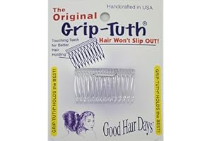 Good Hair Days Grip-Tuth Shorty Combs - Decorative & Styling Combs for Fine and Thin Hair (Crystal, 2 Count - 1 3/4 inch)