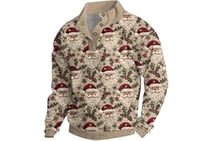 Generisch Weihnachtspullover Herren Lustig Cord Weihnachtsmann Druck Weihnachts Sweatshirt 1/4 Troyer Kragen Weihnachtspulli Casual Langarm Xmas Pullover Ugly Christmas Sweater