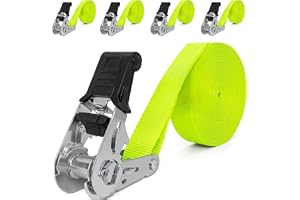 INTAKO Transportbä med Spännare 4 m 800 kg 25 mm - Set med 4 stycken (Ergolash/Grön) Transportbälten med Spänne Fäste Baga