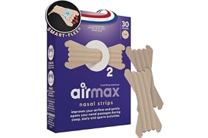 Air Max näsremsor - 30 Nose Strips Extra Strength Tan - Fungerar omedelbart och öppnar näspassager och ökar luftflödet | Förbättra sömnen, minska snarkning, lindra nästäppa och använd under sport