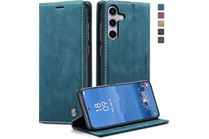 KZB Handyhülle für Samsung Galaxy S25 FE 5G Hülle Premium Leder Klappbar Tasche Flip Case Magnet Kartenfach Standfunktion Klapphülle Schutzhülle für Samsung Galaxy S25 FE 6,7'' - Blaugrün