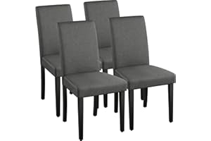 Yaheetech Fabirc Upholstered Dining Chair Set of 4 Urban Style kitchen Chairs with Solid Wood Legs for Dining Room/Living Room, Dark Grey