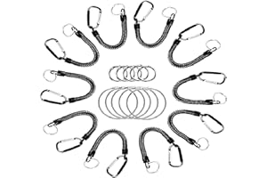 DIKEBAO 10Pcs Retractable Fishing Lanyards Spiral Coil With Carabiner Fishing Coiled Lanyard Anti-Lost Safety Key Ring for Fishing Tackle Pliers Boating Key Wallet Cellphone