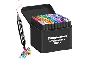 Tongfushop Rotulador de 100 Colores, Rotuladores Alcohol Doble Punta, 2S Secado Rápido Permanent Marcadores Base Alcohol con Bolsa de Almacenamiento y Espaciador para Niños, Adultos Cómics, Colorear